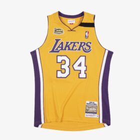 Men's Shaquille O'Neal Gold Los Angeles Lakers 1999/00 Hardwood Classics Player Jersey