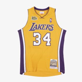 Men's Shaquille O'Neal Gold Los Angeles Lakers 2000/01 Hardwood Classics Player Jersey