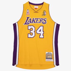 Men's Shaquille O'Neal Gold Los Angeles Lakers 2001/02 Hardwood Classics Player Jersey