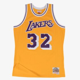 Men's Magic Johnson Gold Los Angeles Lakers 1984/85 Hardwood Classics Swingman Player Jersey