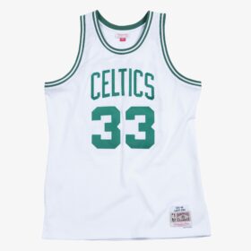 Men's Larry Bird White Boston Celtics 1985/86 Hardwood Classics Swingman Player Jersey