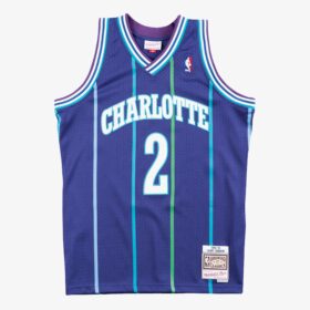 Men's Larry Johnson Purple Charlotte Hornets 1994/95 Hardwood Classics Swingman Player Jersey