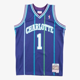 Men's Muggsy Bogues Purple Charlotte Hornets 1994/95 Hardwood Classics Swingman Player Jersey