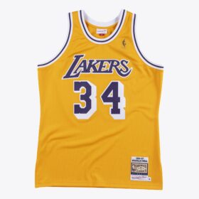 Men's Shaquille O'Neal Gold Los Angeles Lakers 1996/97 Hardwood Classics Player Jersey