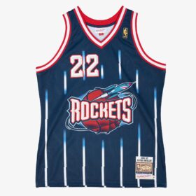 Men's Clyde Drexler Navy Houston Rockets 1996/97 Hardwood Classics Player Jersey