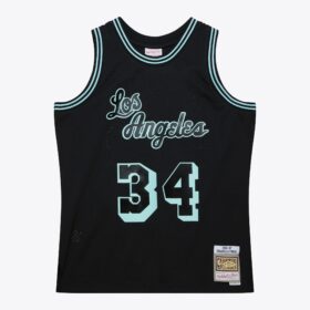 Men's Shaquille O'Neal Black Los Angeles Lakers 1996/97 Hardwood Classics Glow in the Dark Swingman Jersey