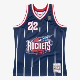 Men's Clyde Drexler Navy Houston Rockets 1996/97 Hardwood Classics Swingman Player Jersey