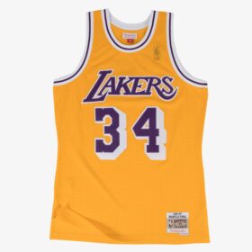 Men's Shaquille O'Neal Gold Los Angeles Lakers 1996/97 Hardwood Classics Swingman Player Jersey