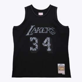 Men's Shaquille O'Neal Black Los Angeles Lakers 1996/97 Leather Snakeskin Swingman Jersey