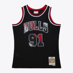 Men's Dennis Rodman Black Chicago Bulls 1997/98 Big Face 7.0 Swingman Jersey