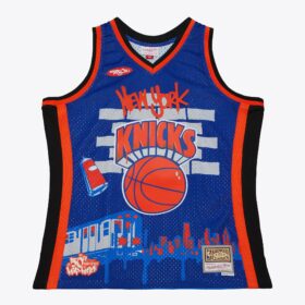 Men's  Blue New York Knicks M&N x Basket Ball x Tats Cru Fashion Jersey