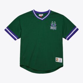 Men's  Dark Green Milwaukee Bucks Mesh Fashion V-Neck Jersey