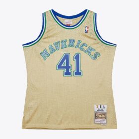 Men's Dirk Nowitzki Gold Dallas Mavericks 1998-2019 Hardwood Classics Retirement Swingman Jersey