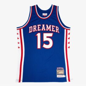 Men's DREAMER x Mitchell & Ness Blue Philadelphia 76ers Hardwood Classics Fashion Jersey