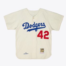 Men's Jackie Robinson White Brooklyn Dodgers Cooperstown Collection 1955 Player Jersey