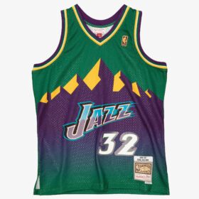 Men's Karl Malone Green Utah Jazz 1996-97 Hardwood Classics Reload 2.0 Swingman Jersey