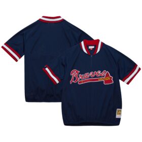 Men's  Navy Atlanta Braves 1991 Batting Practice Quarter-Zip Jersey