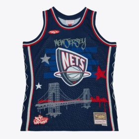 Men's  Navy New Jersey Nets M&N x Basket Ball x Tats Cru Fashion Jersey