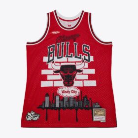 Men's  Red Chicago Bulls M&N x Basket Ball x Tats Cru Fashion Jersey