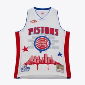 Men's  White Detroit Pistons M&N x Basket Ball x Tats Cru Fashion Jersey