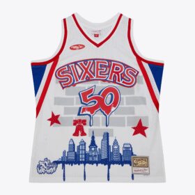 Men's  White Philadelphia 76ers M&N x Basket Ball x Tats Cru Fashion Jersey